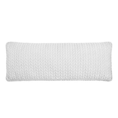 J.Queen New York Cayman Quilted Bolster Decorative Throw Pillow, White, large