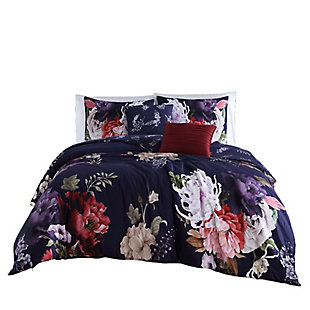 Bebejan Deep Garden 100% Cotton 5-Piece Queen Size Reversible Comforter Set, Purple, large