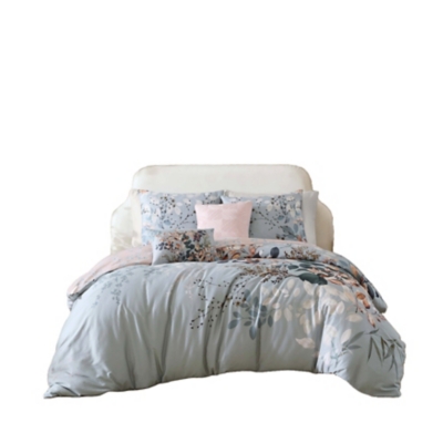 Bebejan Autumn Leaves 100% Cotton 5-Piece Queen Size Reversible Comforter Set, Green, rollover