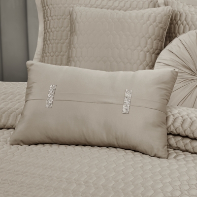 J.Queen New York Brilliance Quilted Boudoir Decorative Throw Pillow, Pebble, rollover