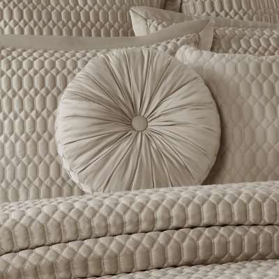 J.Queen New York Brilliance Tufted Round Decorative Throw Pillow, Pebble, rollover