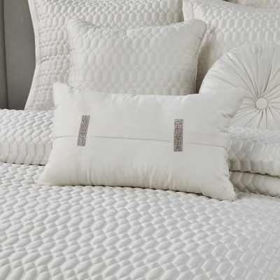 J.Queen New York Brilliance Quilted Boudoir Decorative Throw Pillow, Ivory, rollover