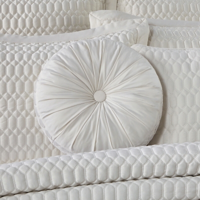 J.Queen New York Brilliance Tufted Round Decorative Throw Pillow, Ivory, rollover