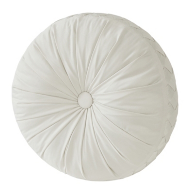 J.Queen New York Brilliance Tufted Round Decorative Throw Pillow, Ivory, large