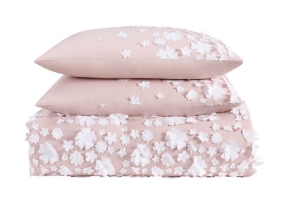 Christian Siriano NY Confetti Flowers 3 Piece Full/Queen Comforter Set, Pink, rollover
