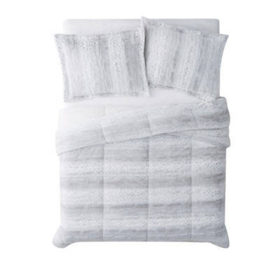 Christian Siriano NY Snow Leopard 3 Piece King Comforter Set, Light Gray, large