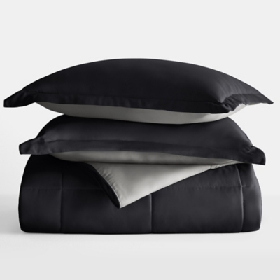 iEnjoy Home King/California King Comforter Set, Black/Fog, large