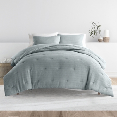 iEnjoy Home 3 Piece Full/Queen Comforter Set, Light Blue, rollover
