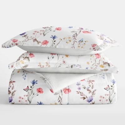 iEnjoy Home Meadow Floral Stripe King/California King Comforter Set, Pink, large