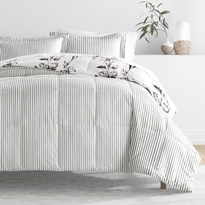 iEnjoy Home Vintage Magnolia Full/Queen Comforter Set, Gray, rollover