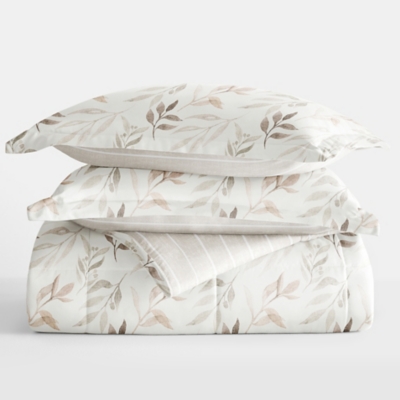 iEnjoy Home Foliage Stripe King/California King Comforter Set, Ivory, large