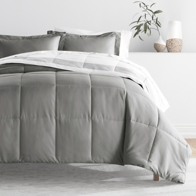iEnjoy Home Fog Stitched King/California King Comforter Set, Gray, rollover
