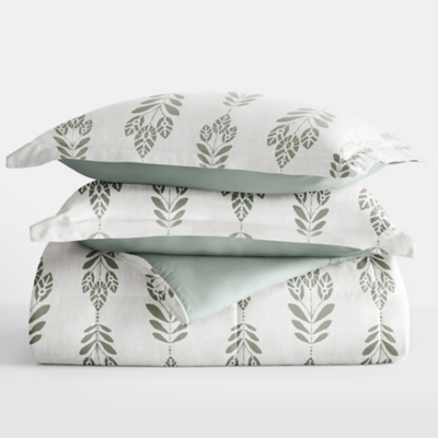 iEnjoy Home Folk Leaves Full/Queen Comforter Set, Eucalyptus, large