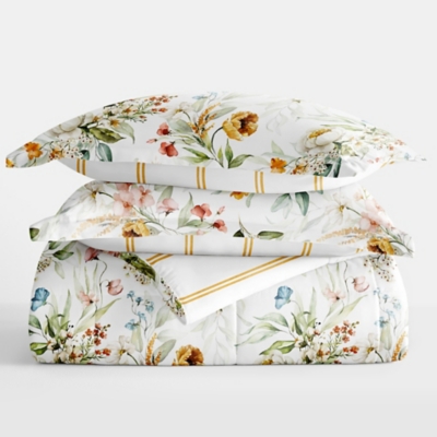 iEnjoy Home Chintz Floral Stripe Full/Queen Comforter Set, Clay, large