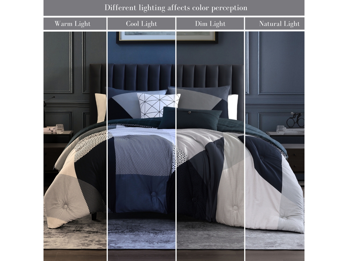 Bebejan 5 Piece Reversible Comforter Geo Fusion Set Navy / King, image size:1200x900