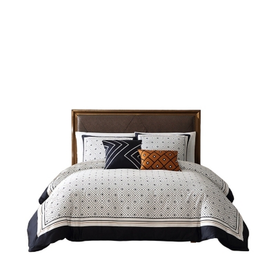 Geometric 200 Thread Count 5 Piece Reversible King Comforter Set, White, rollover