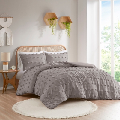 Intelligent Design Clip Jacquard Full/Queen Comforter Set, Gray, large