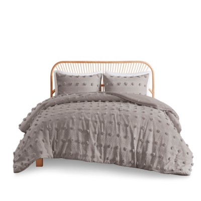Intelligent Design Clip Jacquard Full/Queen Comforter Set, Gray, rollover