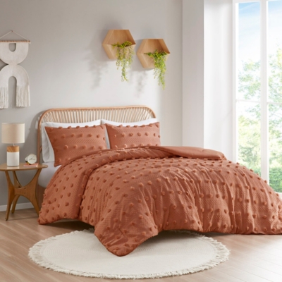 Intelligent Design Clip Jacquard Full/Queen Comforter Set, Rust, large