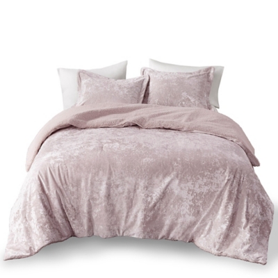 Intelligent Design Crushed Velvet Sherpa Reversible Full/Queen Comforter Set, Lavender, rollover
