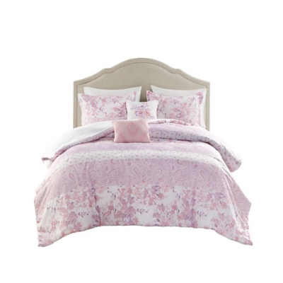 Intelligent Design Floral Paisley Full/Queen Comforter Set, Pink, rollover