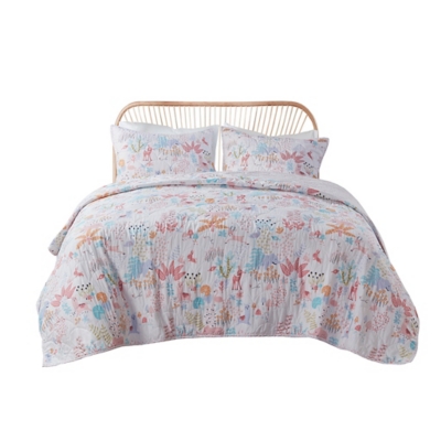 Urban Habitat Kids Animals Reversible Cotton Full/Queen Quilt Set, Blush, large