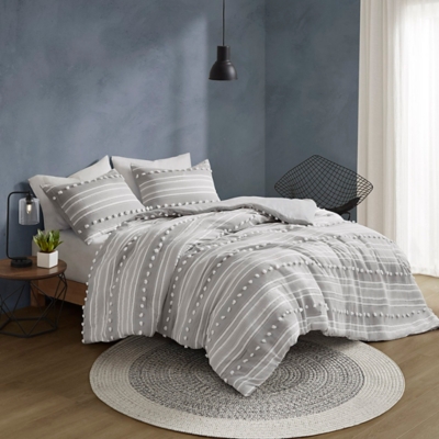 Urban Habitat Striped Clipped Jacquard Full/Queen Comforter Set, Gray, large