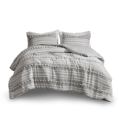 Urban Habitat Striped Clipped Jacquard Full/Queen Comforter Set, Gray, rollover