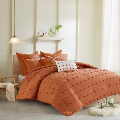 Urban Habitat Full/Queen Comforter Set with Euro Shams and Throw Pillows, Rust, large