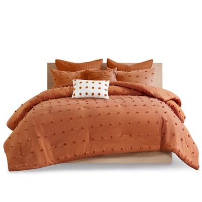 Urban Habitat Full/Queen Comforter Set with Euro Shams and Throw Pillows, Rust, rollover
