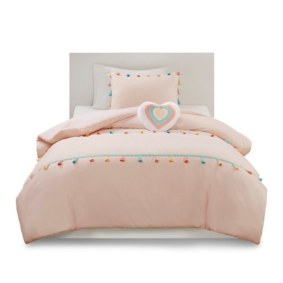 Mi Zone Kids Tassel Twin/Twin XL Comforter Set with Throw Pillow, Blush, rollover