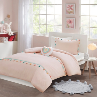 Mi Zone Kids Tassel Full/Queen Comforter Set with Throw Pillow, Blush, large