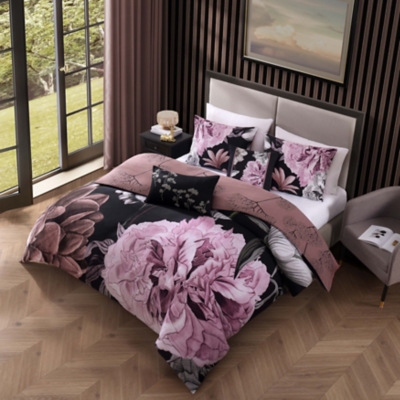 Bebejan® Midnight Meadow 5 Piece Reversible Queen Comforter Set, Black, large