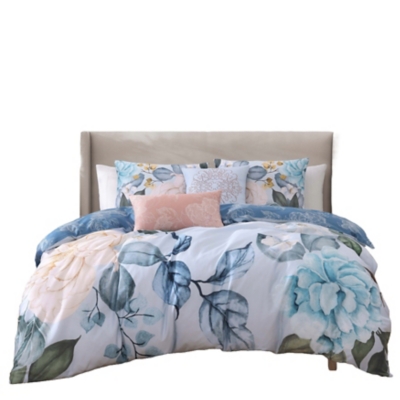 Bebejan® Garden in the Sky 5 Piece Reversible Queen Comforter Set, Blue, rollover