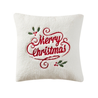 Merry Christmas Holly Square Decorative Throw Pillow, , large