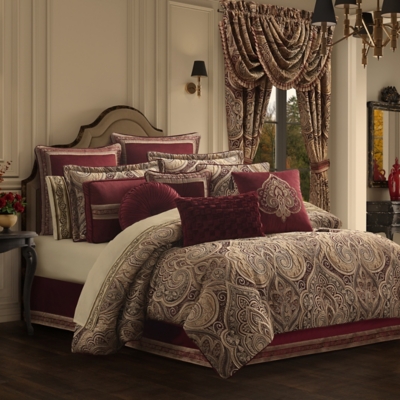 J. Queen New York Calistoga California King 4 Piece Comforter Set, Crimson, large