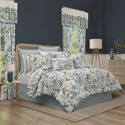 Royal Court Evergreen Queen 4 Piece Comforter Set, Blue, large