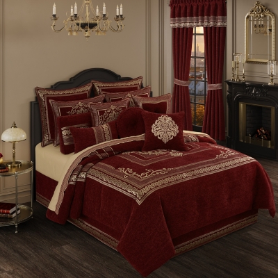 J. Queen New York Laurenza California King 4 Piece Comforter Set, Crimson, large