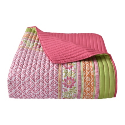 J. Queen Bold Shiloh Full/Queen 3 Piece Quilt Set, Pink, rollover