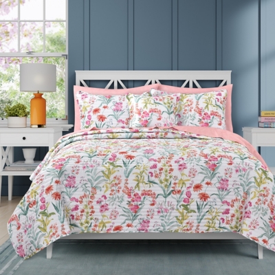 J. Queen Bold Tallulah Full/Queen 3 Piece Quilt Set, Pink, large