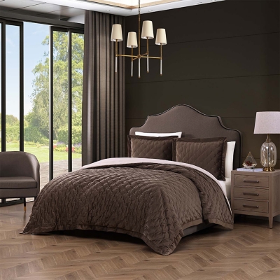 Bebejan® 3 Piece Queen Comforter Set, Dark Brown