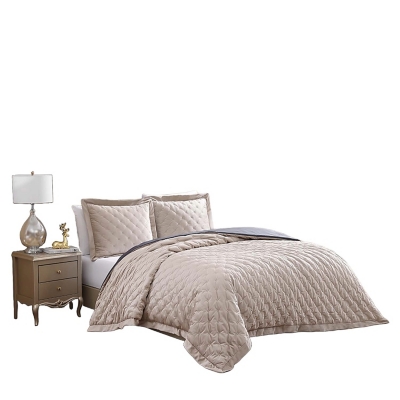 Bebejan® 3 Piece King Comforter Set, Tan, rollover