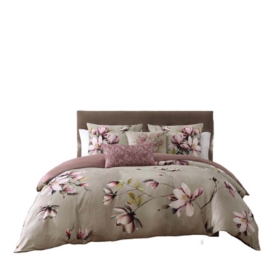 Bebejan® Purple Lilies 5 Piece Reversible King Comforter Set, Purple, rollover
