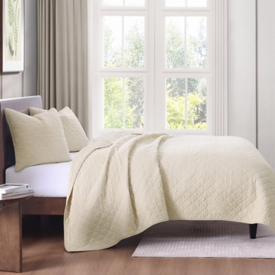 Indigo Hill 3-Piece Full/Queen Comfort Quilt Set, Prairie Tan, rollover