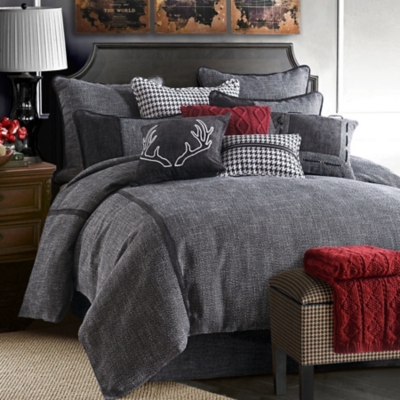 HiEnd Accents Hamilton 4-Piece Queen Comforter Set, Gray, rollover