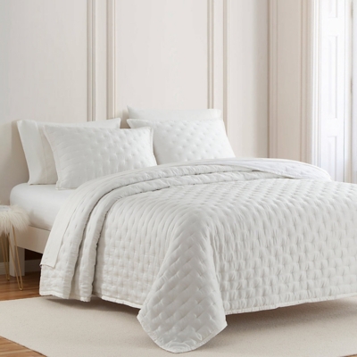 HiEnd Accents Lyocell 3-Piece Full/Queen Quilt Set, White, rollover
