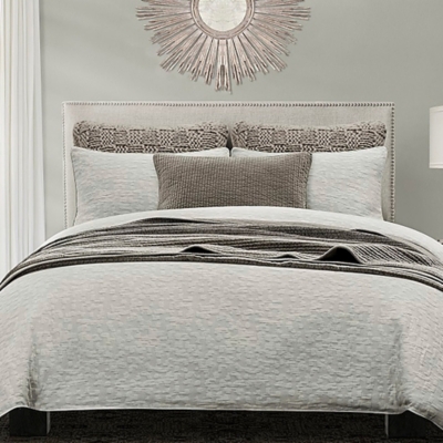 HiEnd Accents Porto 2-Piece Twin Duvet Cover Set, Light Taupe, rollover