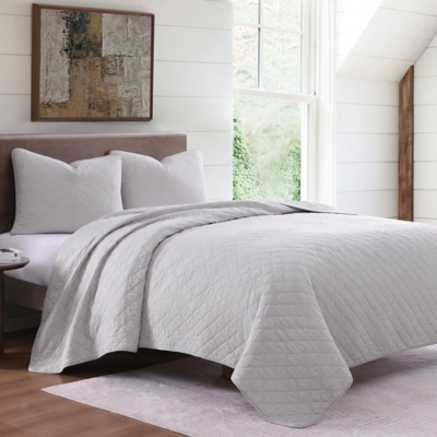 Indigo Hill 3-Piece Full/Queen Comfort Quilt Set, Gray, large