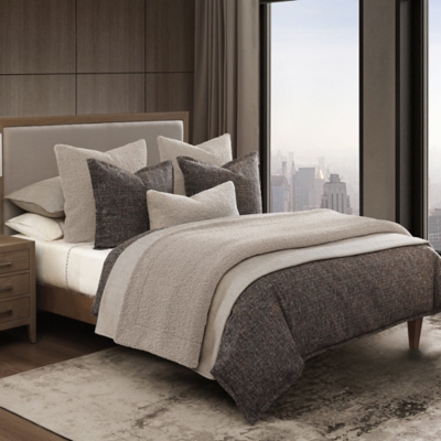 HiEnd Accents Tweed 3-Piece Queen Comforter Set, Brown