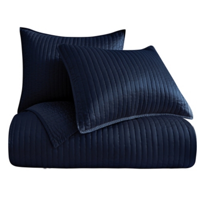 Indigo Hill Satin Channel 2-Piece Twin Quilt Set, Navy Blue, large